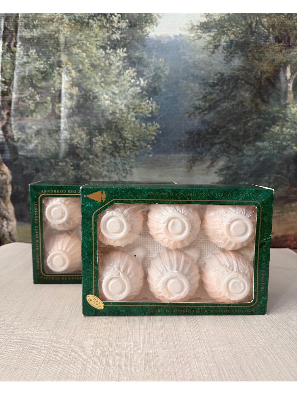 Two Sets of Christmas by Krebs Balls White Ornaments
